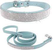Collare per cani con cristalli e strass - collare adattabile - morbido cuoio - per cani piccoli/medi