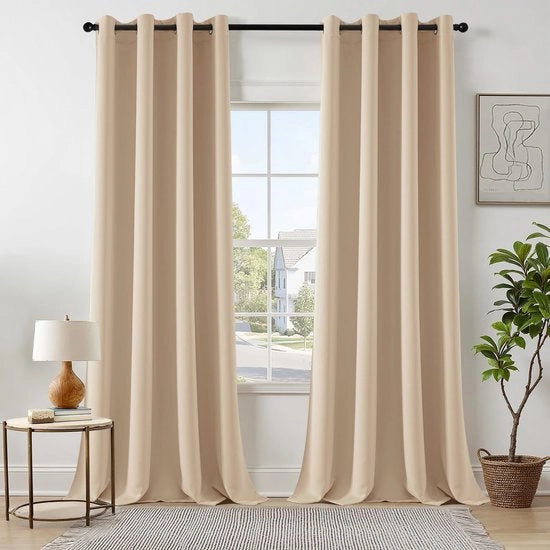 Set di tende di oscuramento da 2 pezzi - Tecnologia di oscuramento di alta qualità - Tende decorative isolate - Barriera efficace contro la vista e la luce solare - Oscuramento minimo del 80% - Forma pieghettata elegante