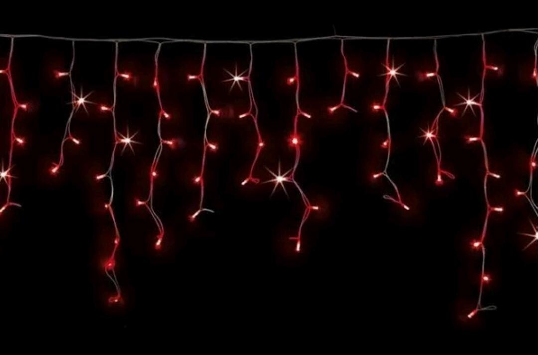 Tenda Natalizia Luminosa con 120 Maxi Led Rossi Scintillanti Bianchi 3,5 metri x 0,70 cm Prolungabile per Esterno