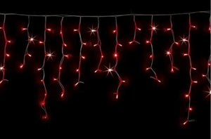 Tenda Natalizia Luminosa con 120 Maxi Led Rossi Scintillanti Bianchi 3,5 metri x 0,70 cm Prolungabile per Esterno