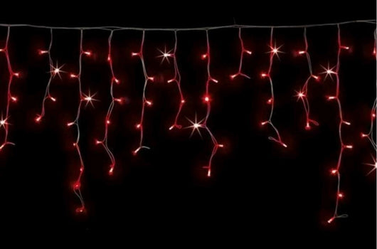 Tenda Natalizia Luminosa con 120 Maxi Led Rossi Scintillanti Bianchi 3,5 metri x 0,70 cm Prolungabile per Esterno