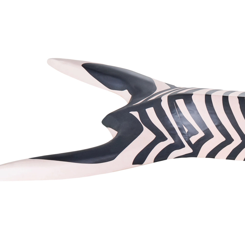 Decorazione da parete in legno di mango bianco e nero Decorazione da appendere con motivo zebra Stile boho swahili fatto a mano