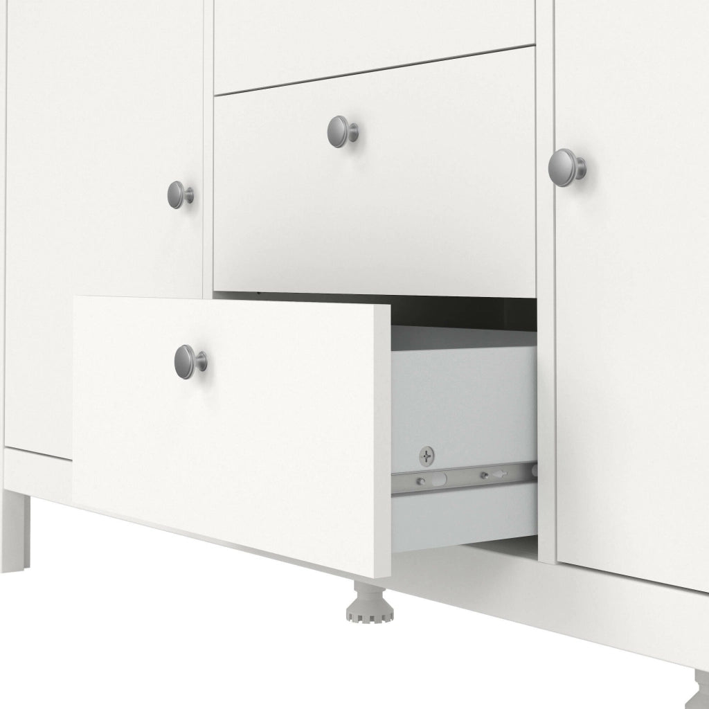 Credenza Whitney, Buffet da soggiorno, Madia da salotto, Dispensa da cucina, 151x38 h80 cm, Bianco