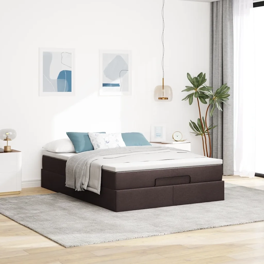 Struttura Letto Pouf con Materasso 140x200 cm in Tessuto 3311116