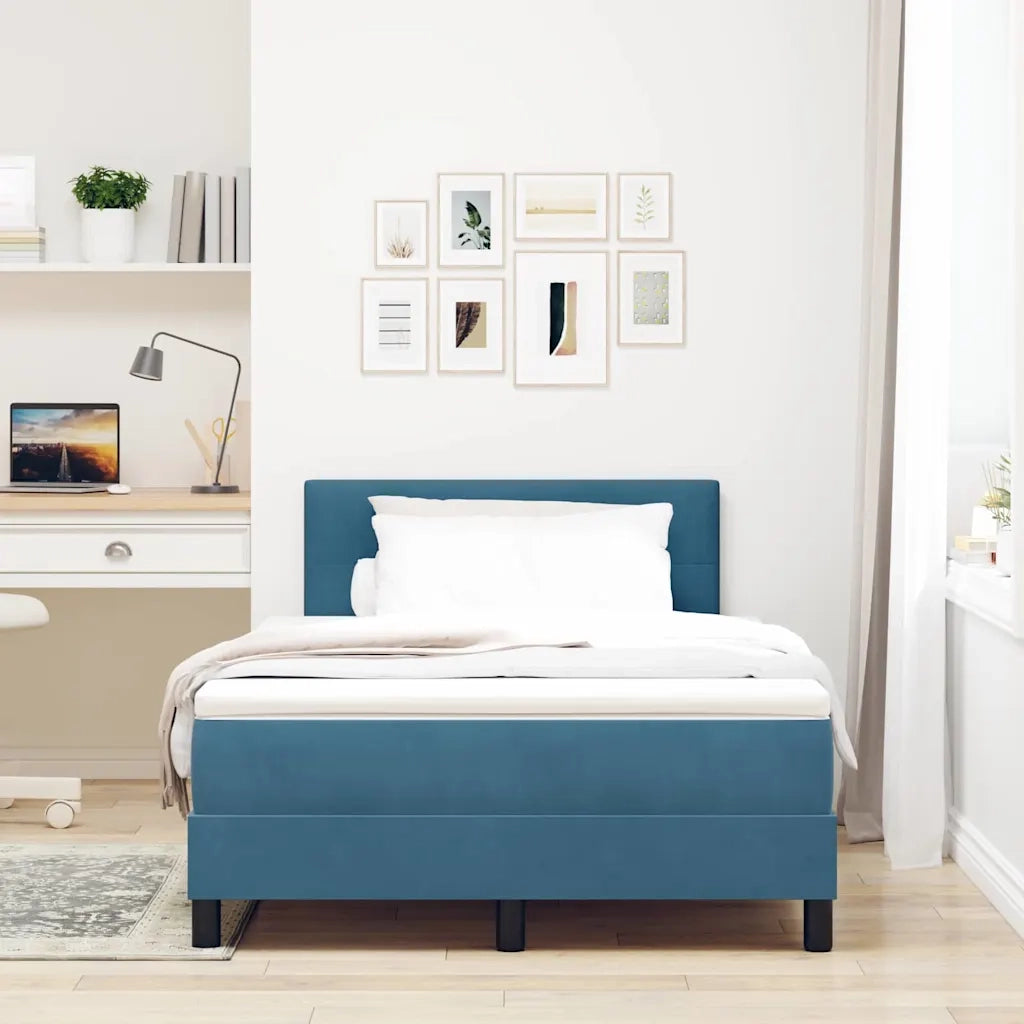 Letto a molle con materasso Blu Scuro 120 x 190 cm Velluto 3339162