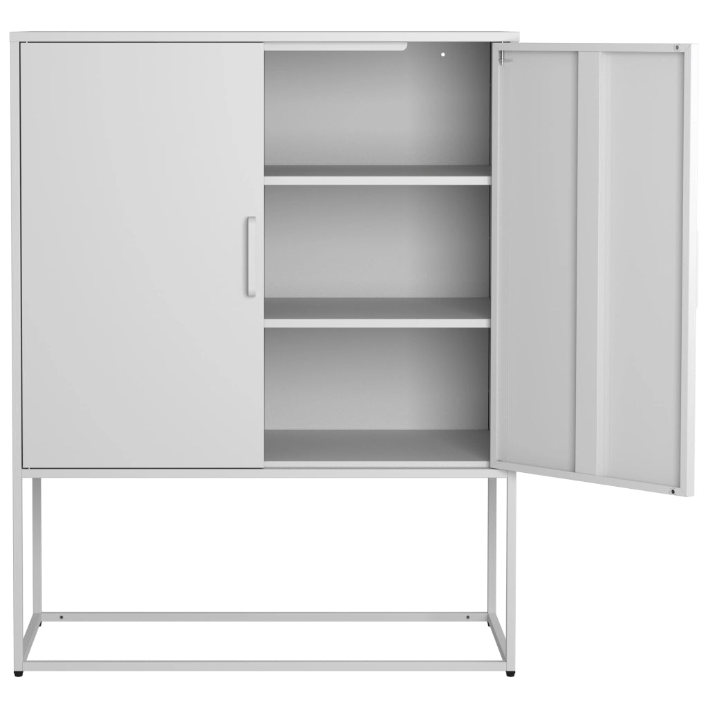 Credenza in Metallo con 2 ripiani e porte magnetiche - per soggiorno - 85×40×109 cm - bianco