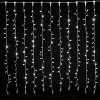 Tenda Luminosa di Natale per Esterno Natalizia BIANCO FREDDO / BIANCO CALDO / RGB MULTICOLORE PROLUNGA PIOGGIA LUCI 2 mt x 1 mt 128 led Colore: Bianco