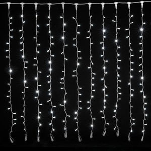 Tenda Luminosa di Natale per Esterno Natalizia BIANCO FREDDO / BIANCO CALDO / RGB MULTICOLORE PROLUNGA PIOGGIA LUCI 2 mt x 1 mt 128 led Colore: Bianco
