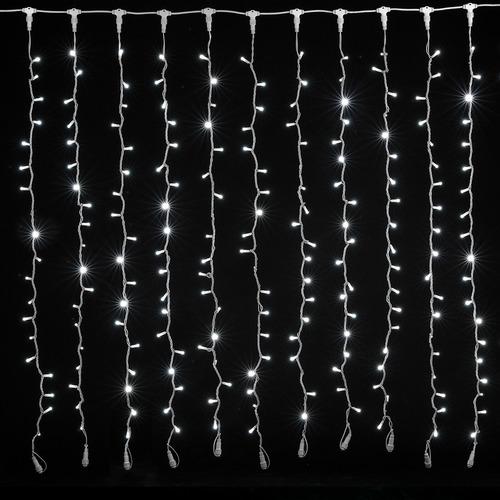 Tenda Luminosa di Natale per Esterno Natalizia BIANCO FREDDO / BIANCO CALDO / RGB MULTICOLORE PROLUNGA PIOGGIA LUCI 2 mt x 1 mt 128 led Colore: Bianco
