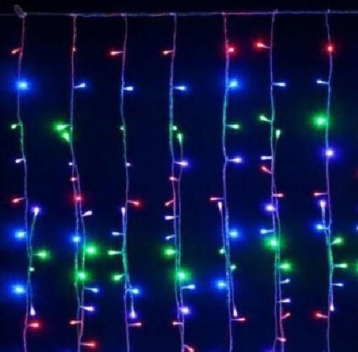Tenda Luminosa di Natale per Esterno Natalizia BIANCO FREDDO / BIANCO CALDO / RGB MULTICOLORE PROLUNGA PIOGGIA LUCI 2 mt x 1 mt 128 led Colore: Multicolor