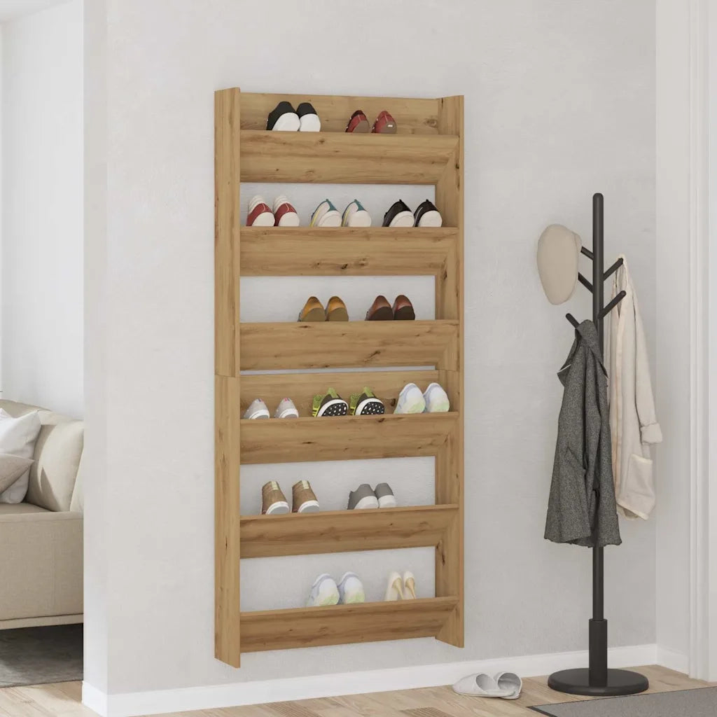 vidaXL Armadi per scarpe da muro Altro 2 pcs rovere artigianale
