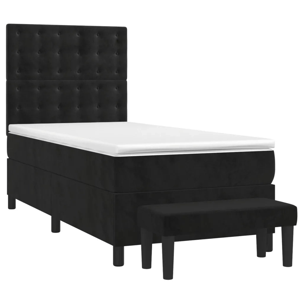 Letto singolo | Letto per adulti | Giroletto a Molle con Materasso Nero 80x200 cm in Velluto