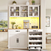 Mobile cucina 140 cm con carrello, LED e portabottiglie