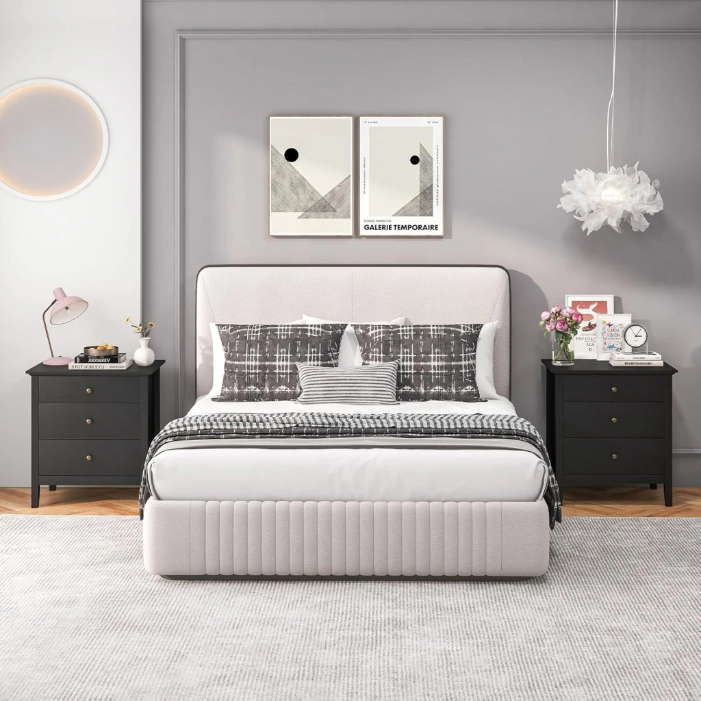 Comodino con 3 cassetti, tavolino da notte 60,5 x 45,5 x 65,5 cm, comodino per soggiorno, camera da letto (nero)