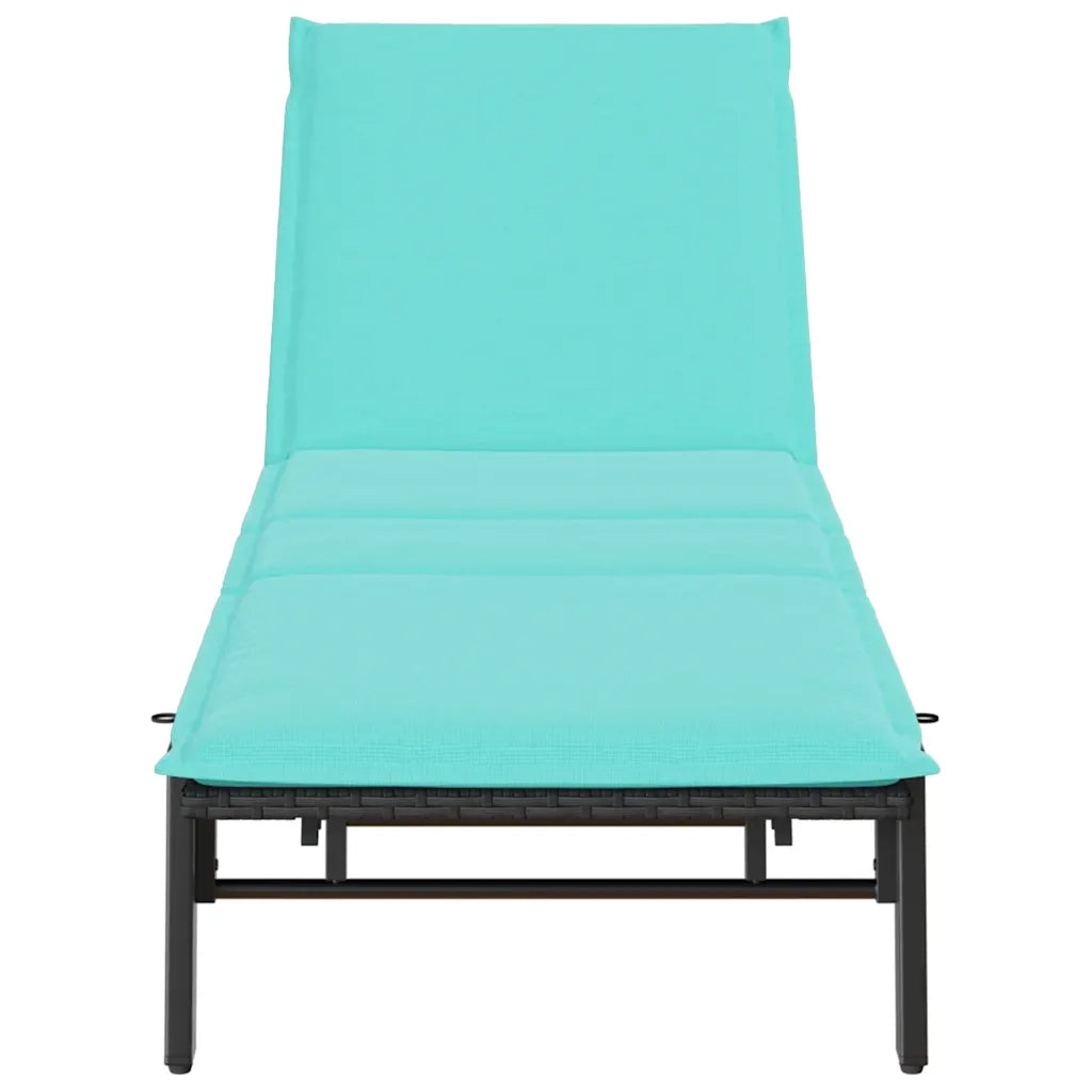 Lettino Prendisole con Cuscino Nero in Polyrattan 4104087