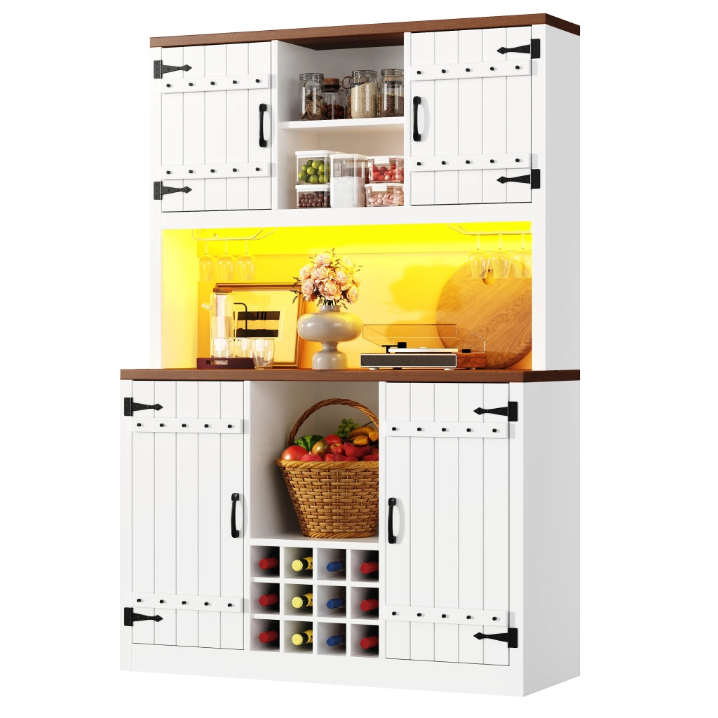 Dispensa da cucina con 2 ante; vani aperti; ripiani regolabili e LED RGB - MDF - 120x40x180 cm