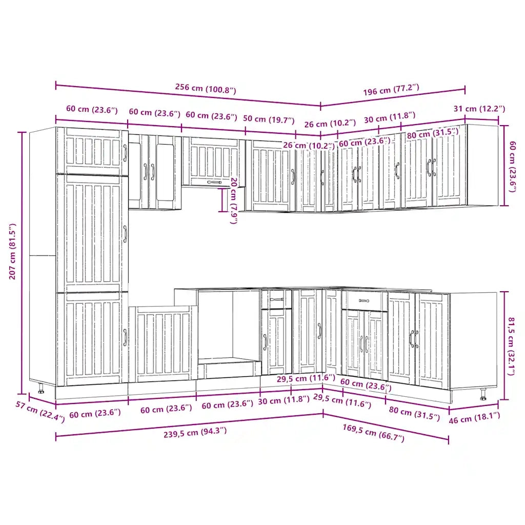 Set Mobili da Cucina 14 pz Lucca Grigio Cemento in Truciolato 3314985