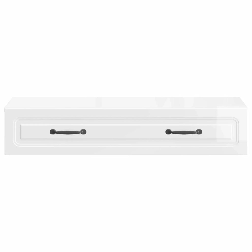 Tavolino da Parete Laterale Bianco Lucido 87,5 x 34,5 x 17 cm 899349