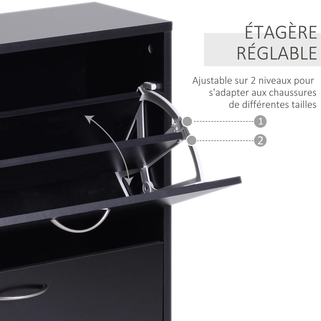 Armadio per scarpe con 2 ante ¨C zephmum ¨C nero 60x24x80 cm