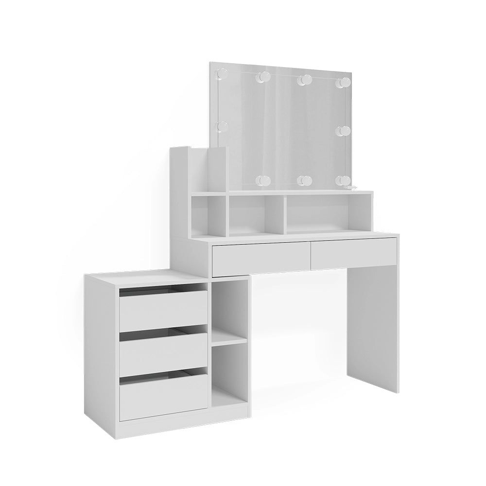 Vicco Tavolo da toilette Bianco 139.8 cm con illuminazione a LED
