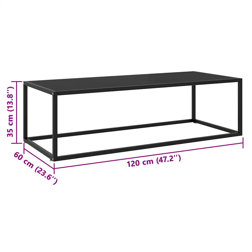Tavolino da Salotto Nero con Vetro Nero 120x50x35 cm  cod mxl 58670