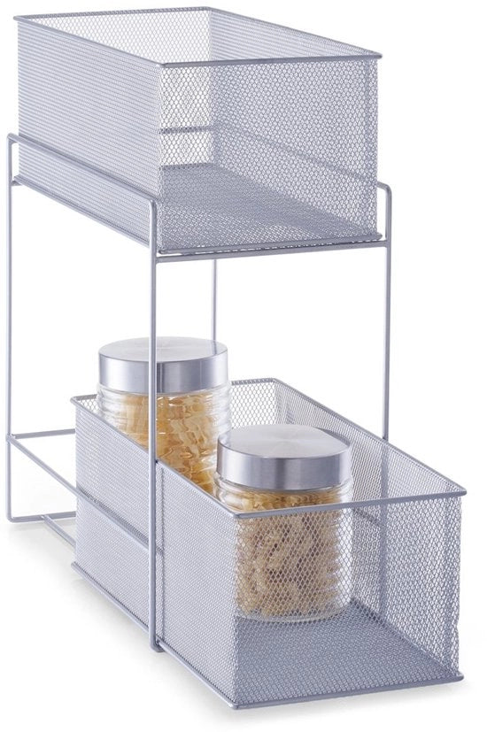 Etagekast con 2 cassetti estensibili - Cassetta per oggetti - Cassetta per oggetti - Cassetta per oggetti interna - Spazio di archiviazione aggiuntivo - Dimensioni 17,5 x 35 x 42 cm