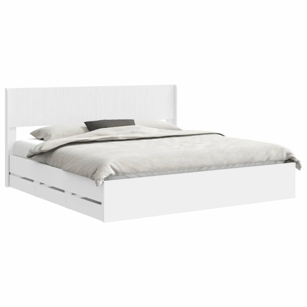 Struttura del letto con stoccaggio e testata Bianco 3414281