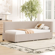 Letto a panca con 2 grandi cassetti - Xylo - 90x200 cm - Beige - Con rete a doghe