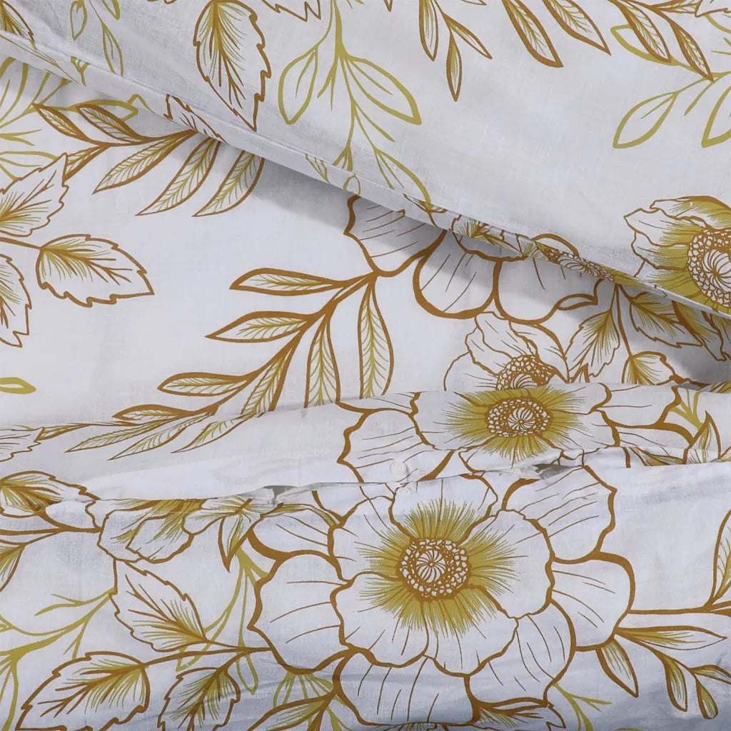 Set Copripiumino Bianco e Marrone 140x200 cm in Cotone 136405