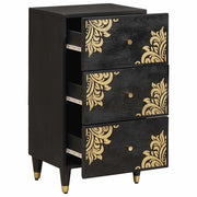 Credenza | Madia | Buffet da pranzo | Armadio da pranzo Nero 40 x 33 x 75 cm Legno di mango massello
