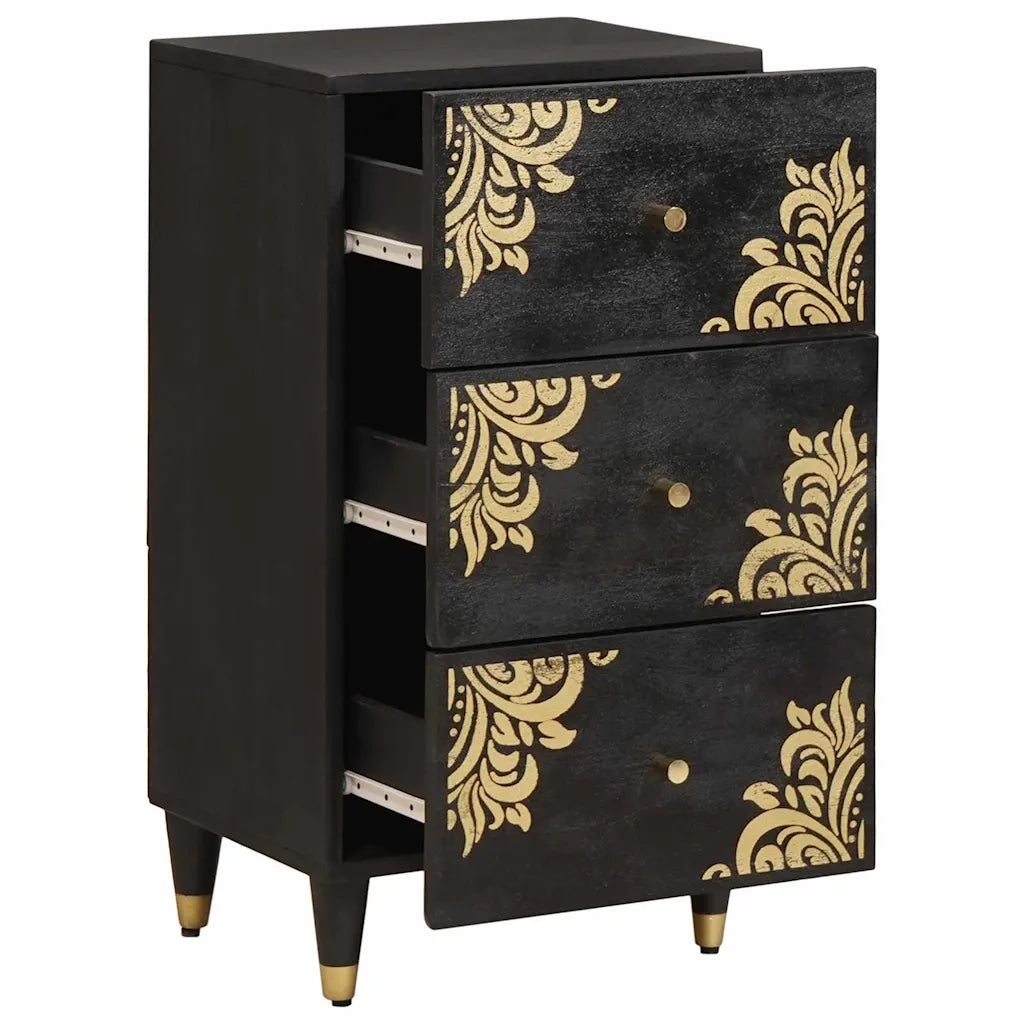 Credenza | Madia | Buffet da pranzo | Armadio da pranzo Nero 40 x 33 x 75 cm Legno di mango massello