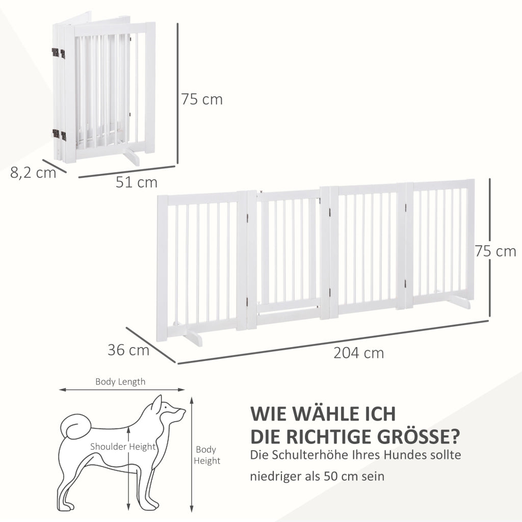 Cancelletto di Sicurezza Autoportante ¨C Xylo ¨C Legno Bianco 204x75cm 4 Pannelli
