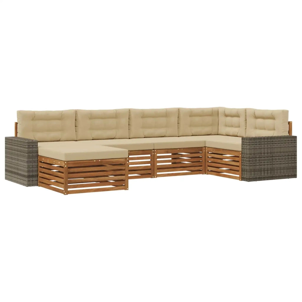 Set di divani da esterno 6 pz Naturale e Beige 3383581