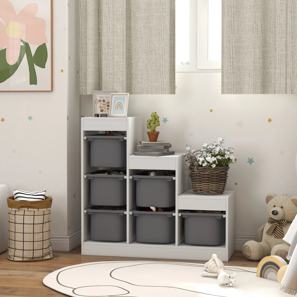 Mobile portagiochi bambini ¨C Xylo ¨C 6 cassetti amovibili grigio 96x38.5x90cm