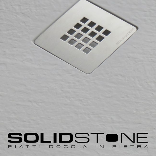 Piatto doccia Semicircolare raggio 55 in pietra SOLIDSTONE alto 2,8 cm - Bianco - Misura: 90x90 x 2,8h