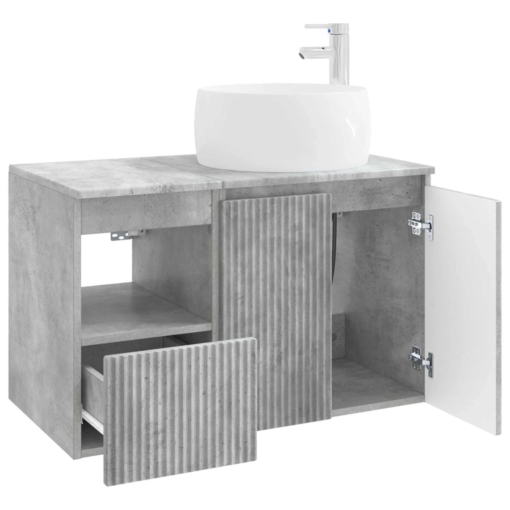 Set di mobili per il bagno 2 pz Grigio Cemento 3404097