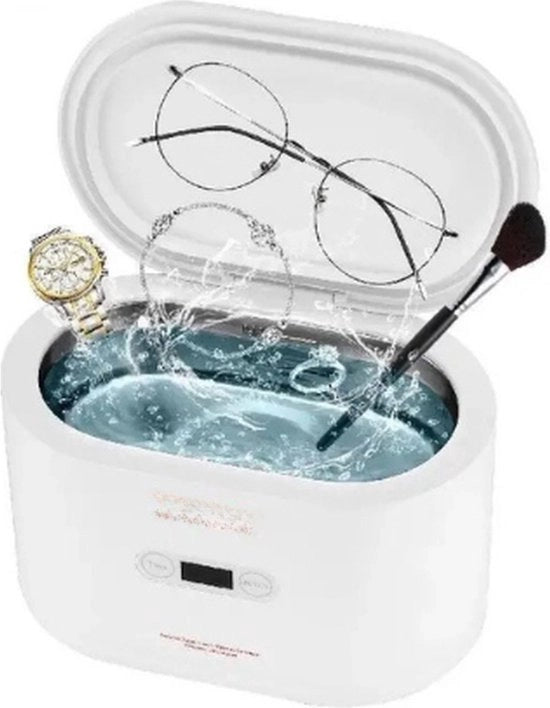 Pulitore ultrasonico - Pulizia potente con bagno ultrasonico - 650ML - Bagno ultrasonico - Bagno di pulizia - Pulitore ultrasonico - Pulitore carburatori - Pulitore iniettori ultrasonico - Pulizia occhiali - Pulitore gioielli - Bianco