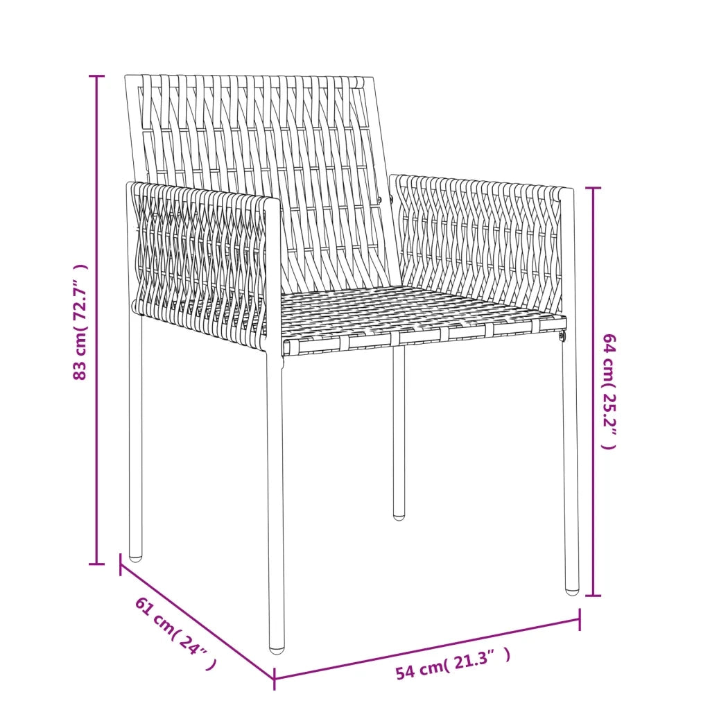 Sedie da Giardino con Cuscini 4 pz | Sedie da Esterno Marroni 54x61x83cm Polyrattan