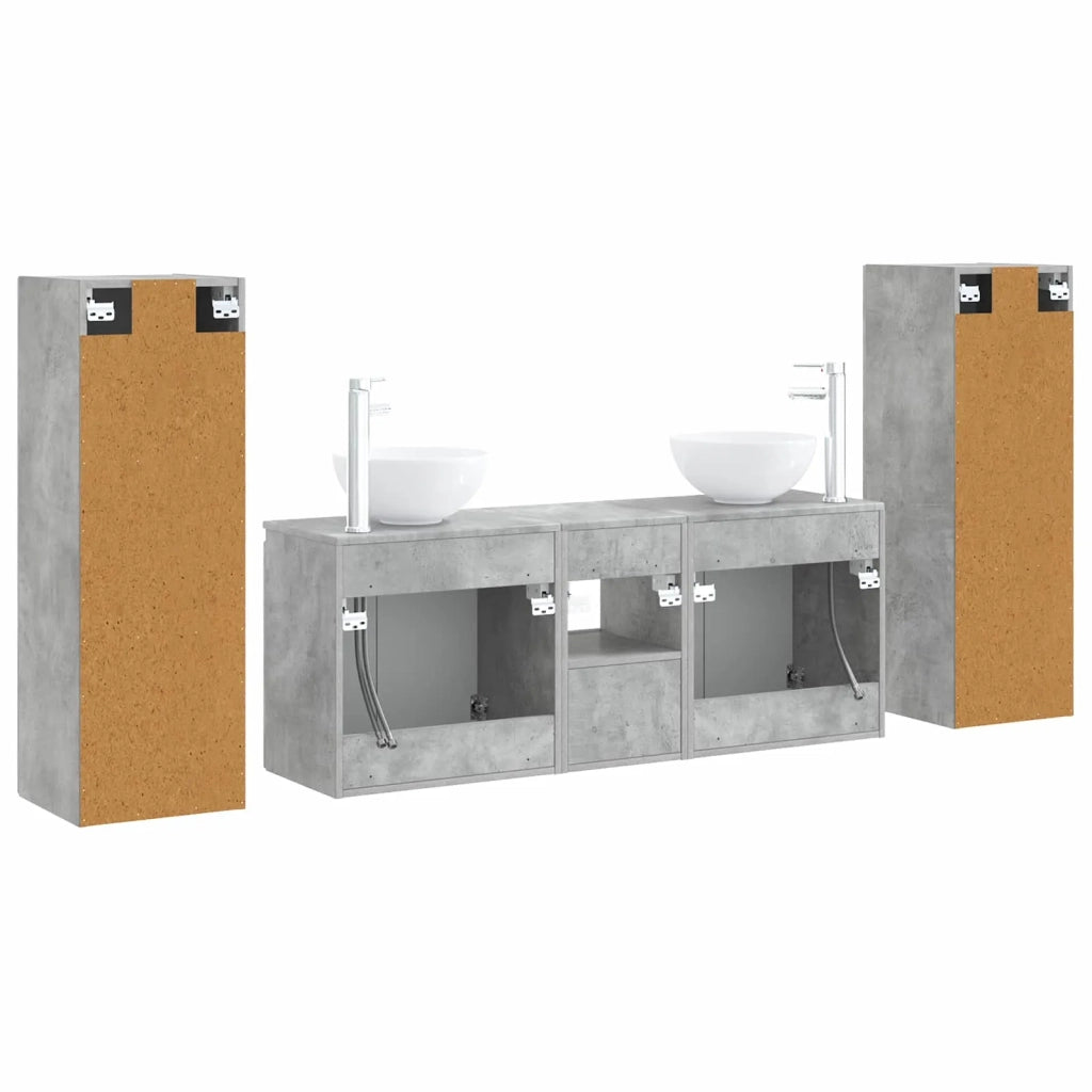Set di mobili per il bagno 5 pz Grigio Cemento 3405986