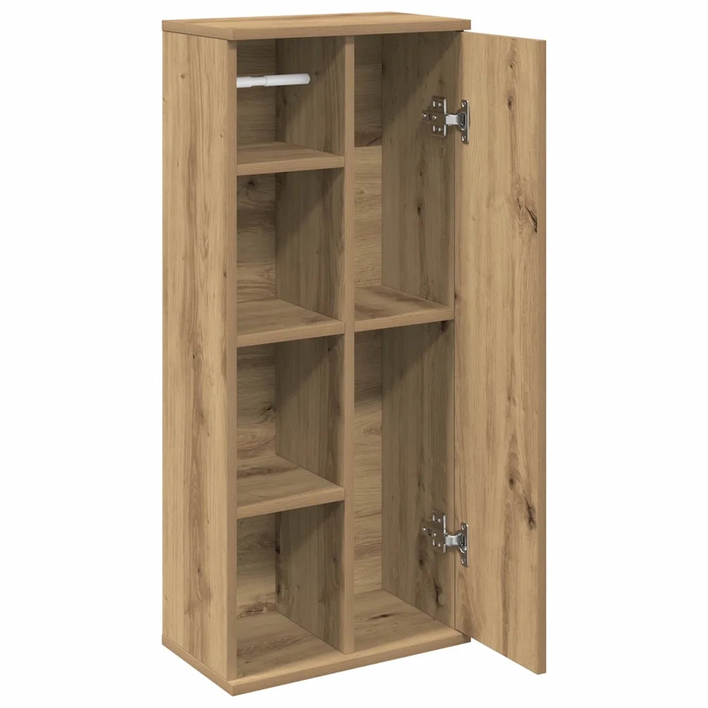 Mobile da Bagno con Portarotolo Rovere Artigianale 39x22x90 cm 858532