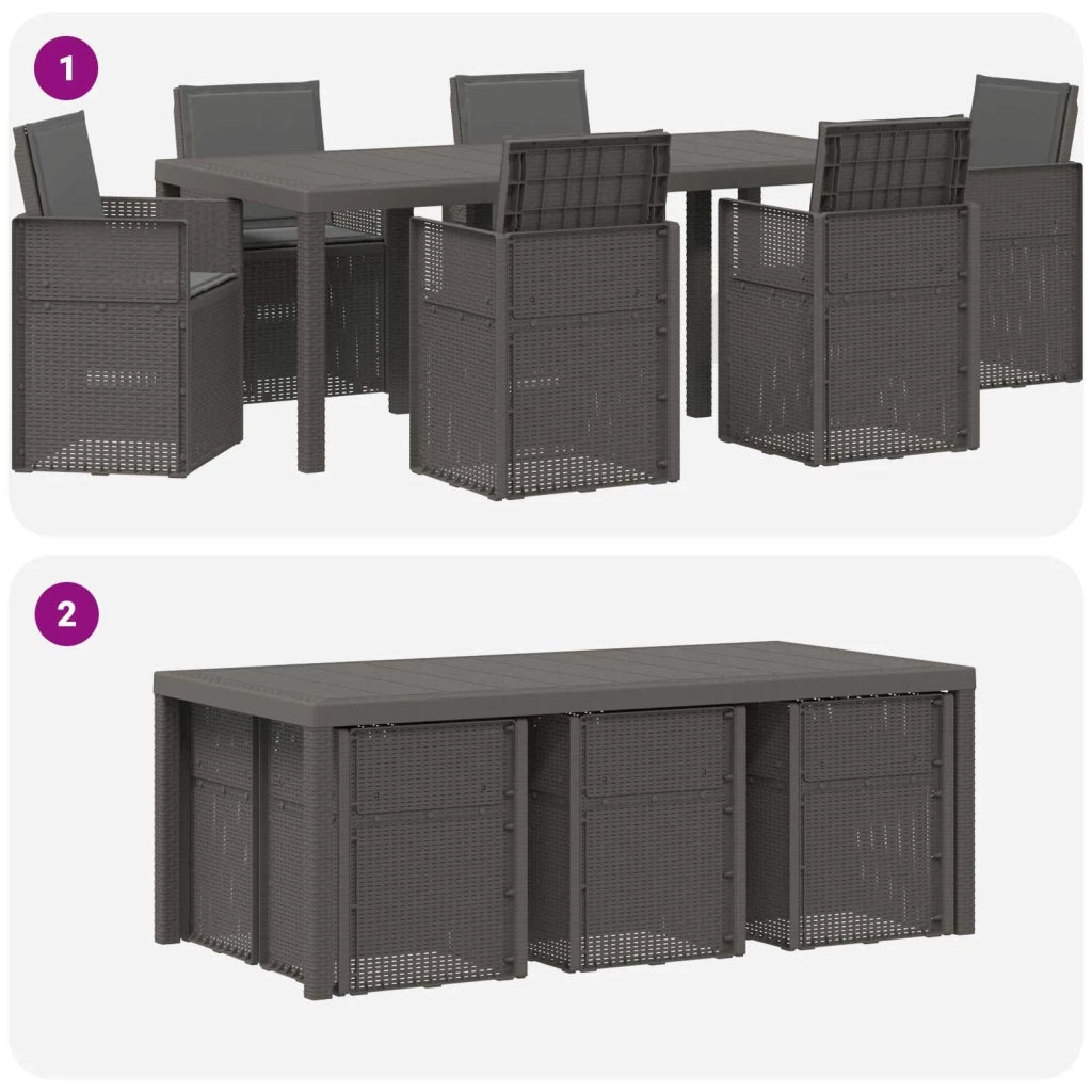 Set da Pranzo per Giardino 7 pcs Grigio chiaro e Antracite PP 3430084
