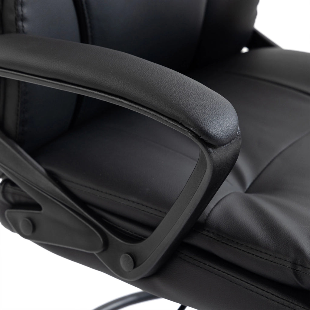 Sedia da Ufficio Girevole 61x 61x93-108 cm Schienale Alto con Braccioli in Finta Pelle Nero