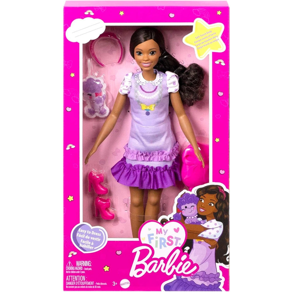 La Mia Prima Barbie Giocattolo Bambola Bambini Snodabile Abito Lilla e Peluche