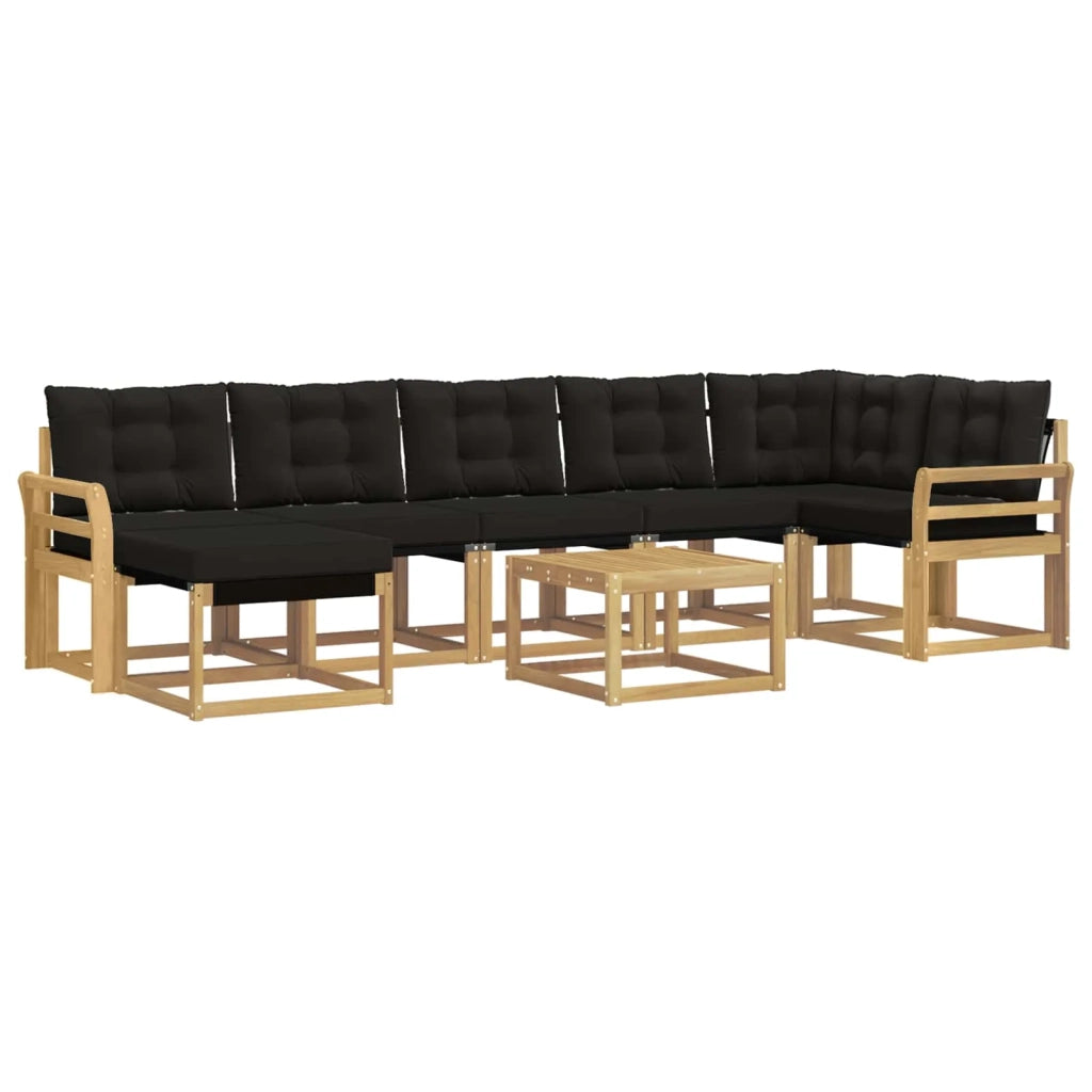 Set di divani da esterno con cuscino 8 pcs Bianco e Nero