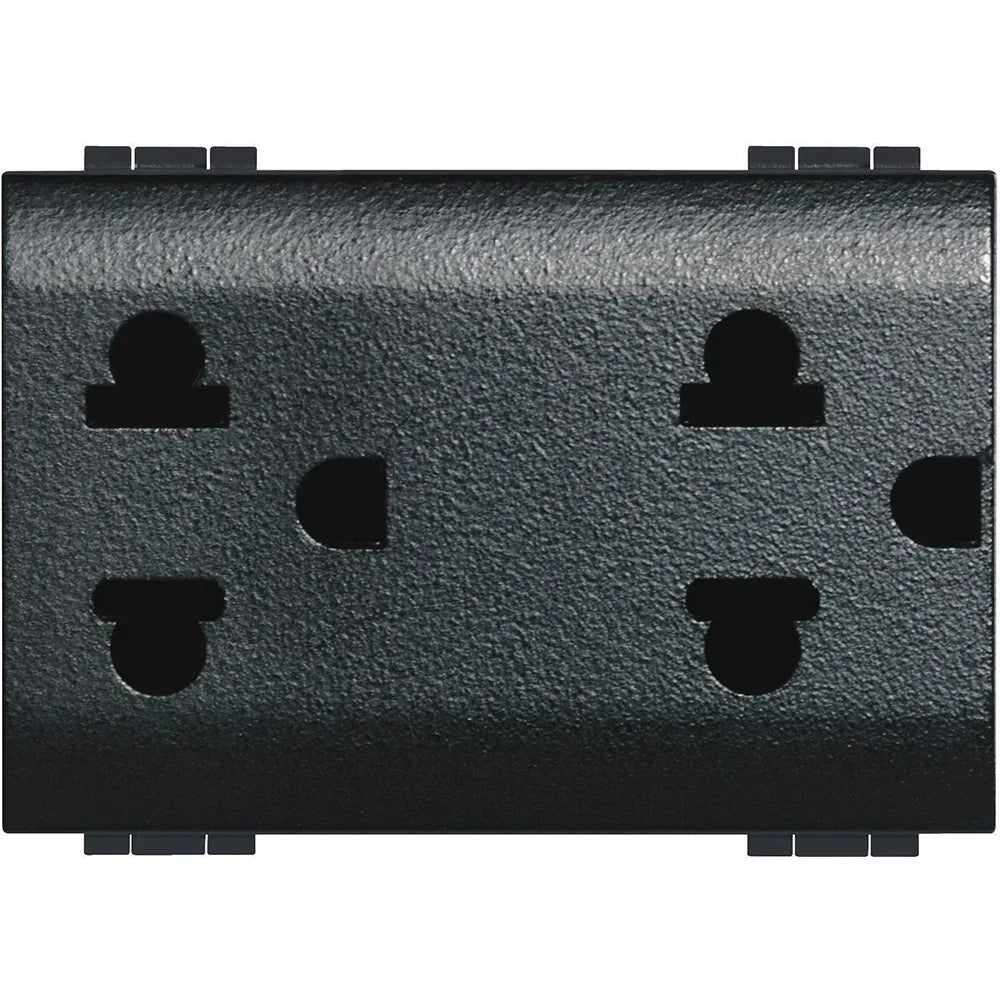 Living Int. - Presa duplex universale 2P+T 16A 127-250 Vac - standard euroamericano - L4185