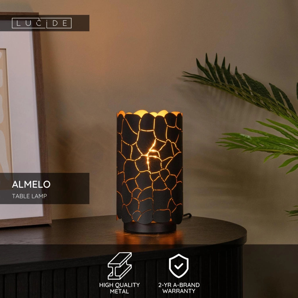 Lampada da tavolo ALMELO nero/oro 1xE27 Lucide