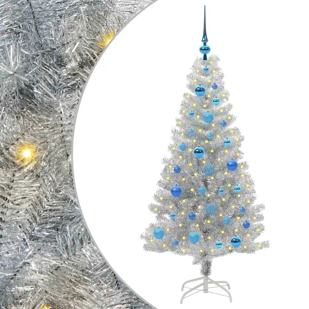 Albero di Natale con 150 LED con supporto Argento 150 cm PET 3396668