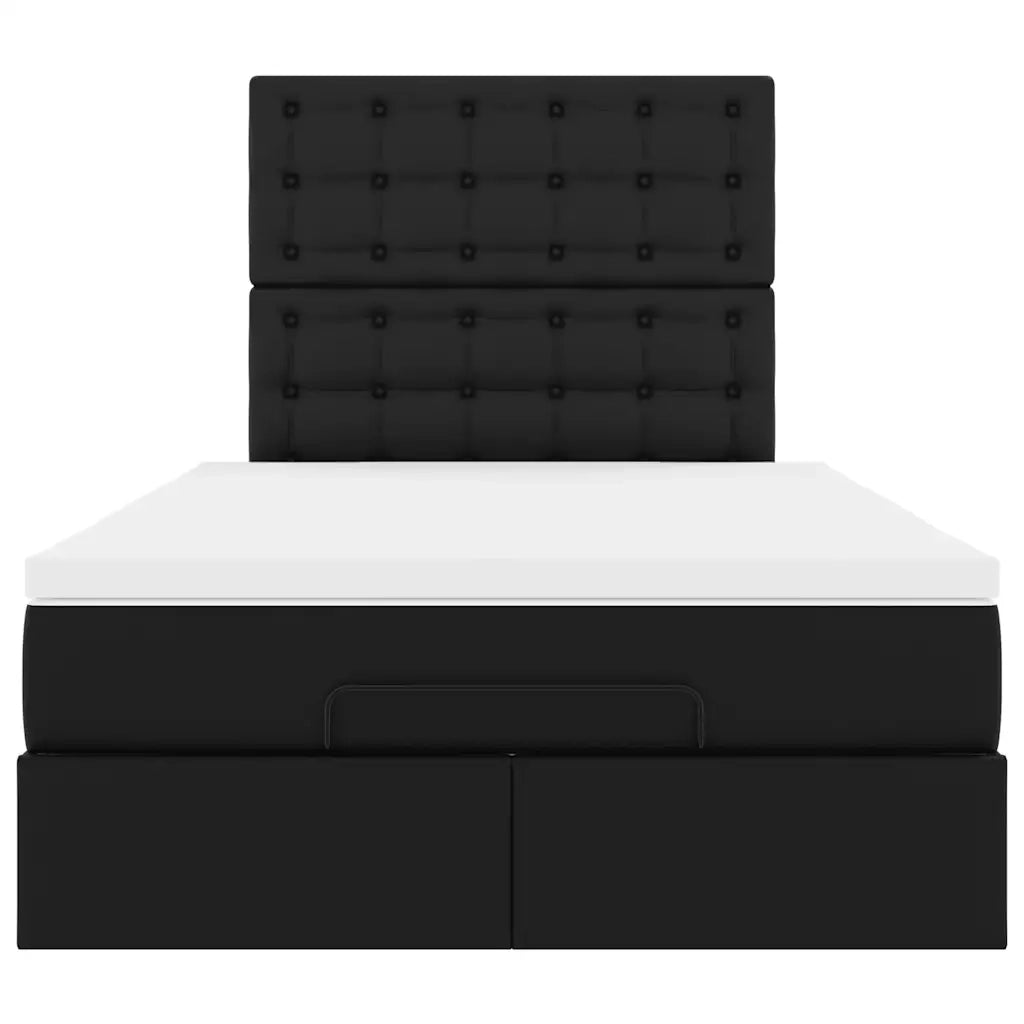Struttura Letto Pouf con Materasso Nero 120x200 cm Similpelle