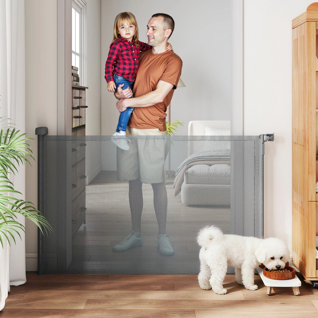 Barriera per Cani Retrattile Estensibile ¨C zephmum ¨C Grigio 140 cm
