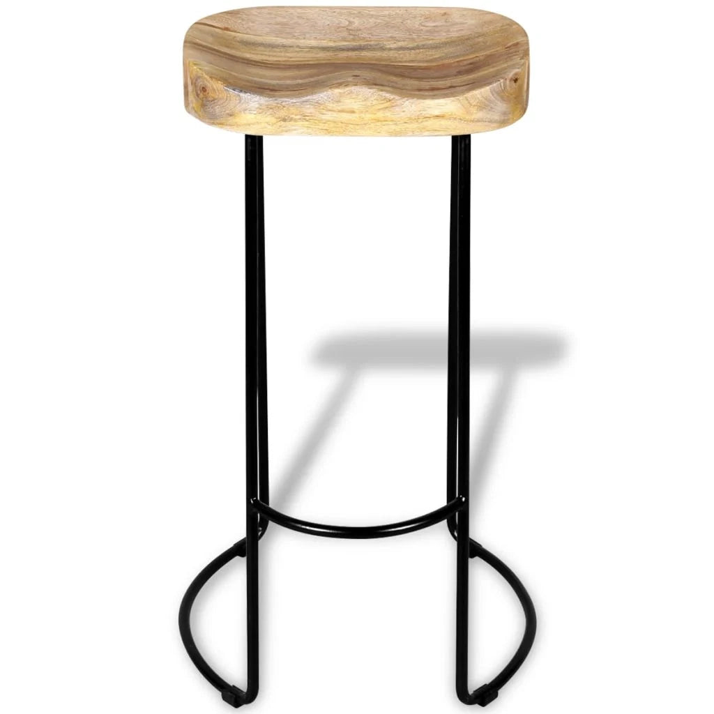 Set di due sgabelli da bar di design 2 pezzi in legno massello di mango 1202061
